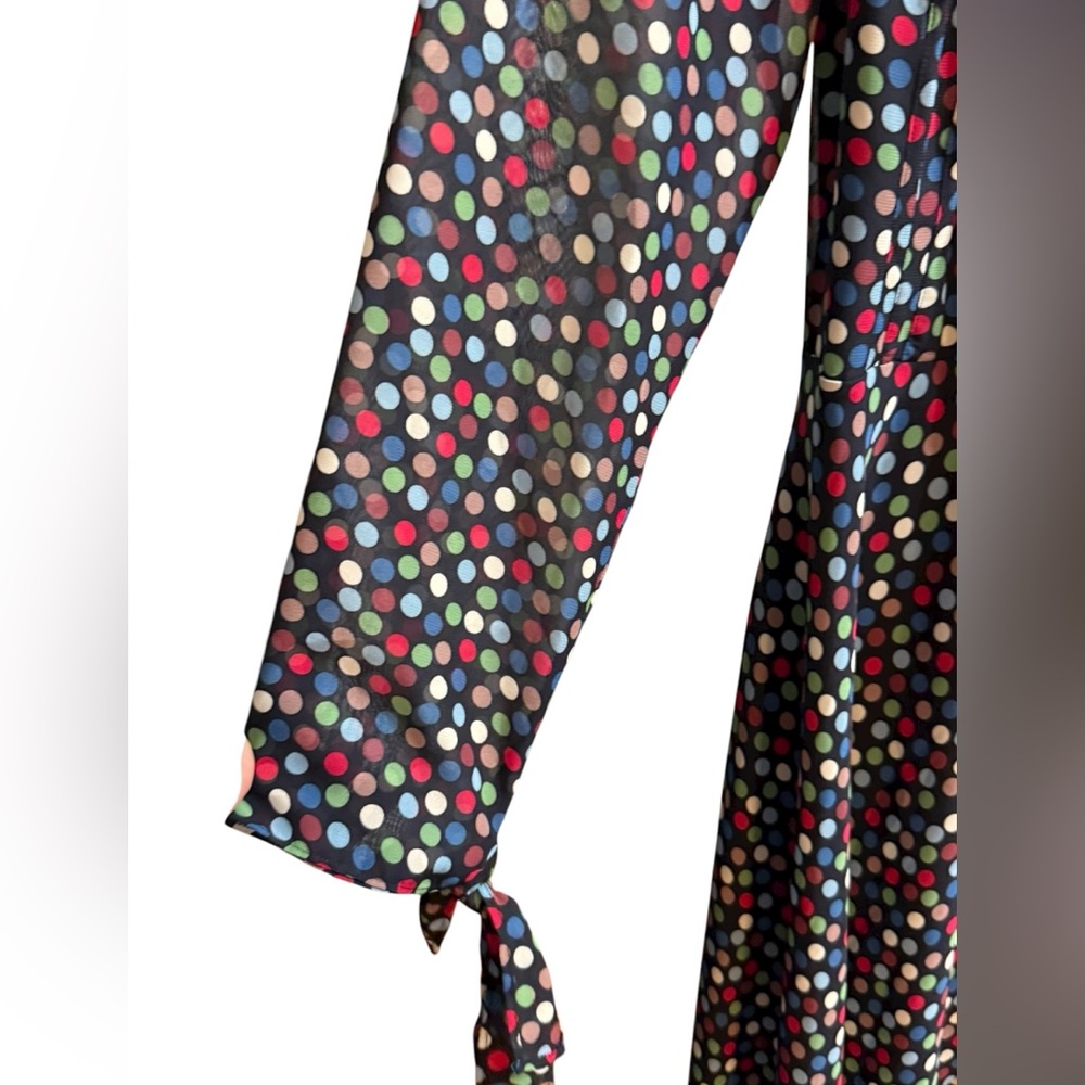 Betsey Johnson Wrap Dress Womens Size 10 Polka Dots High Low Hem‎ Sleeve Tie NEW - Picture 10 of 14